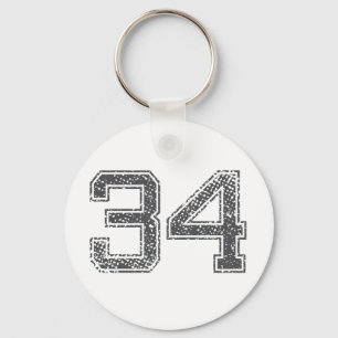 Grey Sports Jersey #34 Keychain