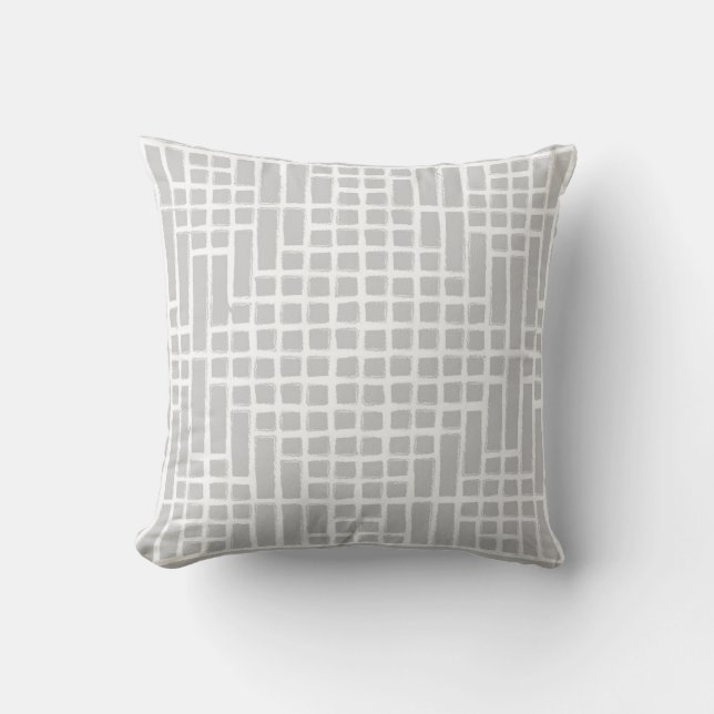 Grey Square Pattern Throw Pillow (Front)