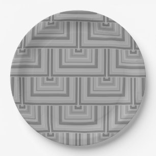 Grey square scales paper plate