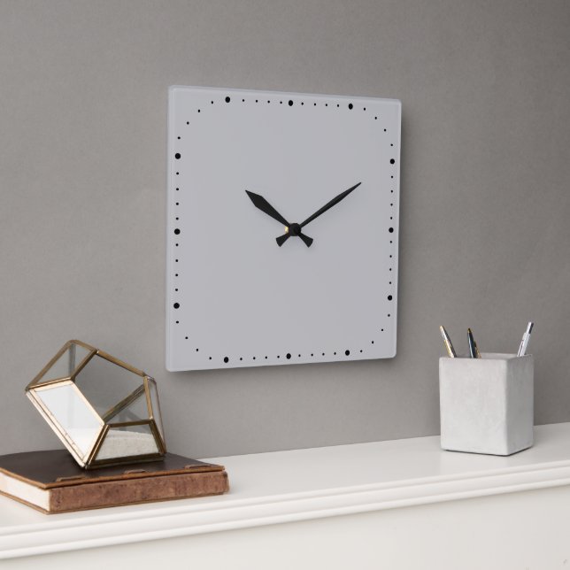 Grey Square Wall Clock With Without Numbers (Office)