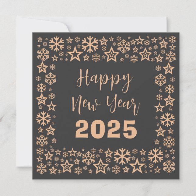 Grey Square wish card with a lot of golden stars (Front)