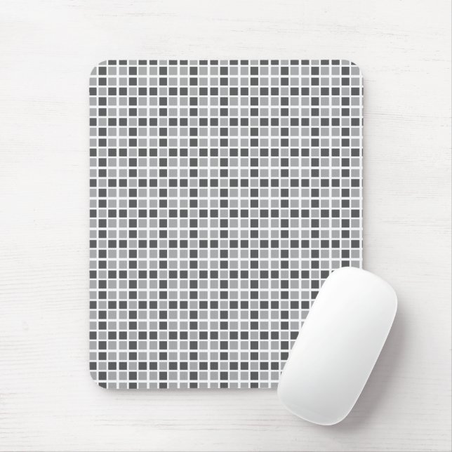 Grey Squares Pattern Mouse Pad (With Mouse)