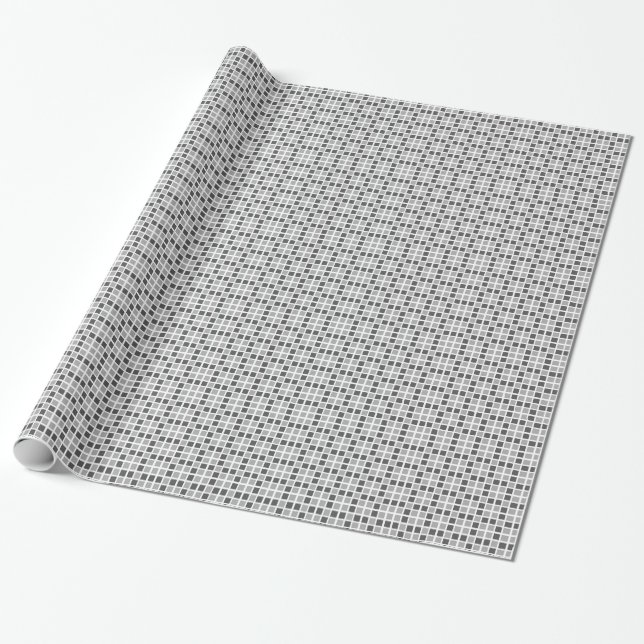 Grey Squares Pattern Wrapping Paper (Unrolled)