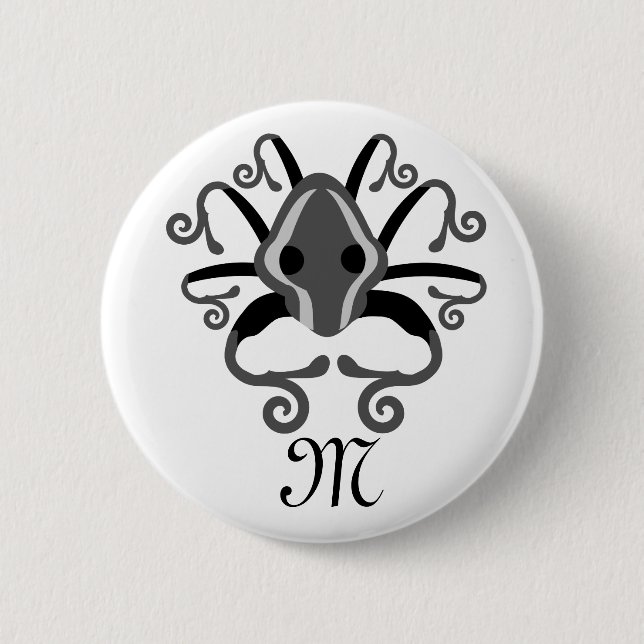 Grey Squid Monogram 2 Inch Round Button (Front)