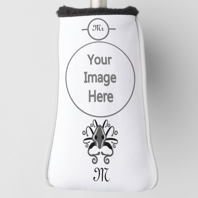 Grey Squid Monogram Golf Head Cover (Rotate 90)