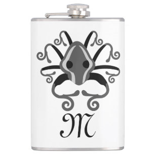Grey Squid Monogram Hip Flask