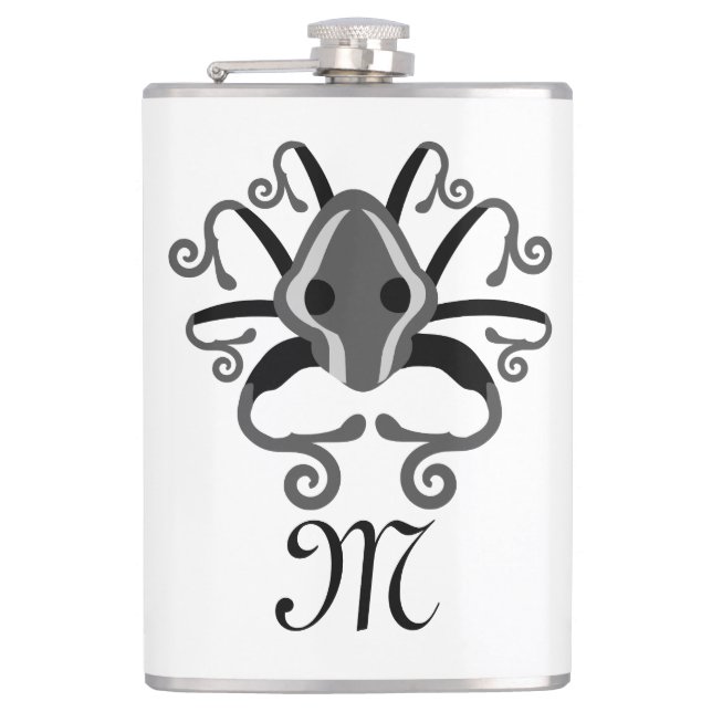 Grey Squid Monogram Hip Flask (Front)
