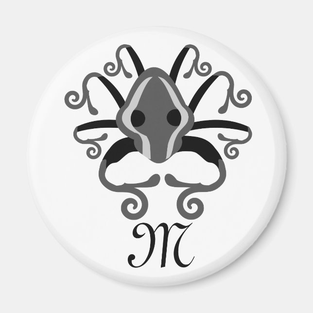 Grey Squid Monogram Magnet (Front)