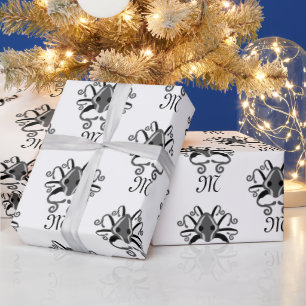 Grey Squid Monogram Wrapping Paper