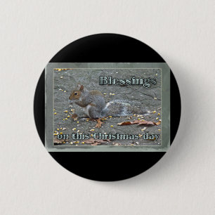 Grey Squirrel Christmas Blessings Series 2 Inch Round Button