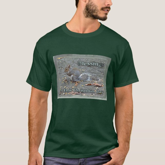Grey Squirrel Christmas Blessings Series T-Shirt (Front)