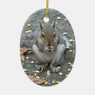 Grey Squirrel Christmas Series Ceramic Ornament