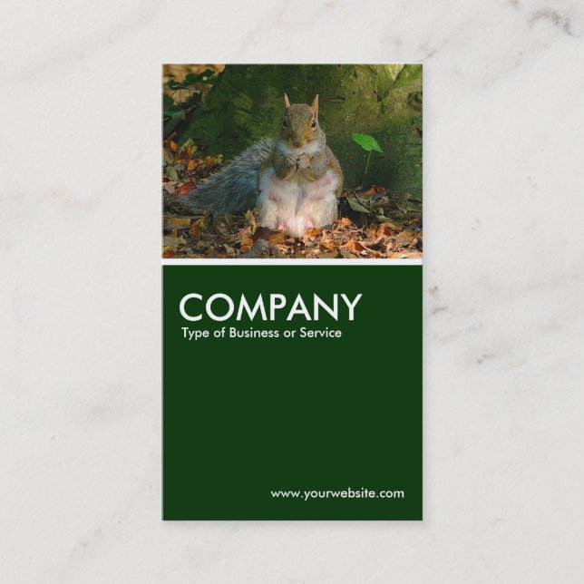 Grey Squirrel - Dark Green Business Card (Front)