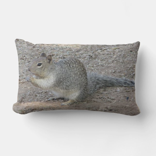 Grey Squirrel Photo Adorable Wild Woodland Animal  Lumbar Pillow (Front)
