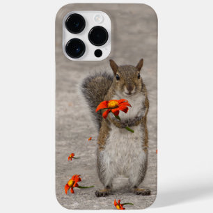 Grey squirrel with red flower Case-Mate iPhone 14 pro max case
