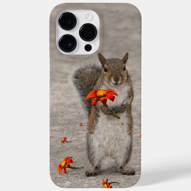 Grey squirrel with red flower Case-Mate iPhone case (Back)