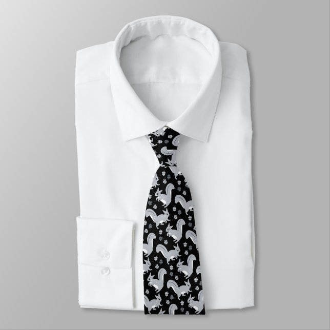 Grey Squirrels and Acorns Nature Lover Black Tie (Tied)