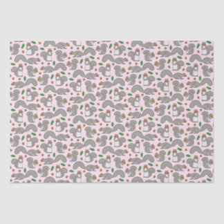 Grey Squirrels on Pink Tissue Paper