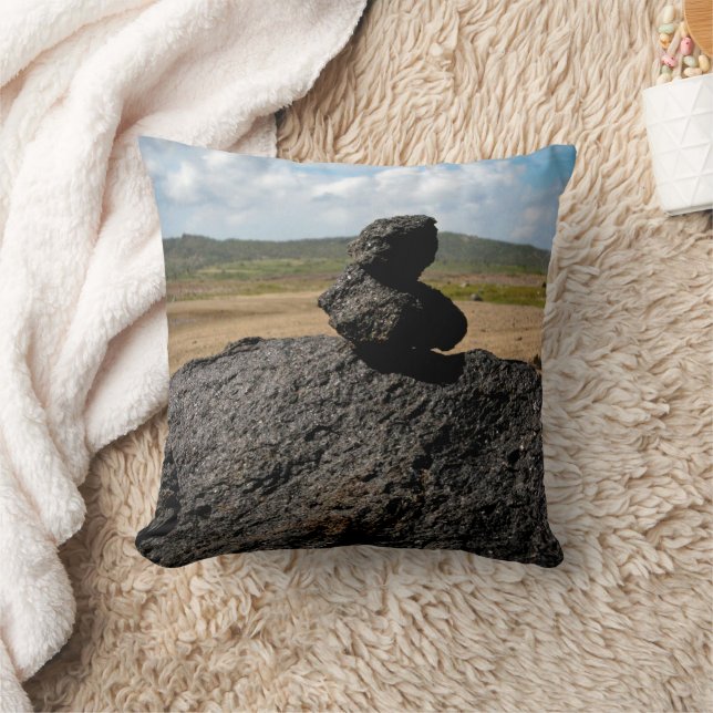 Grey Stacked Stones Throw Pillow (Blanket)
