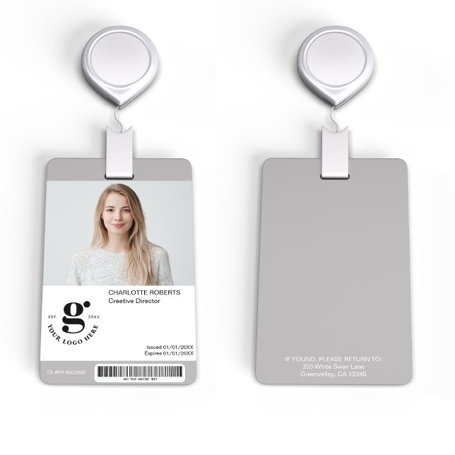Grey Staff Photo ID Badge with Barcode (Creator Uploaded)