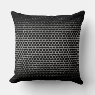 Grey Stainless Steel Metal Hole Throw Pillow