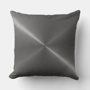 Grey Stainless Steel Metal Throw Pillow