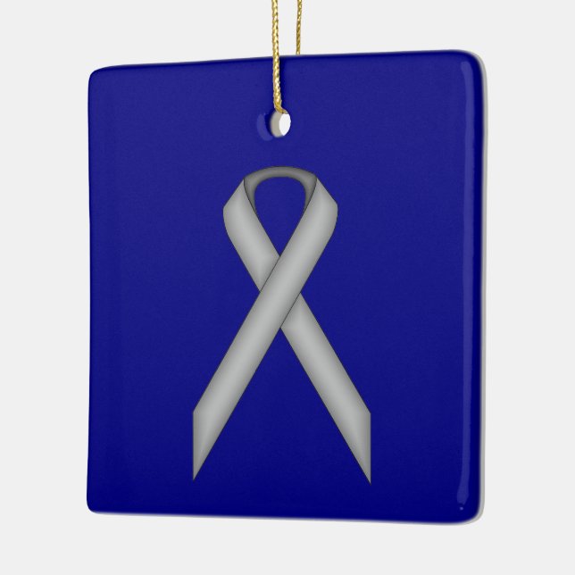Grey Standard Ribbon by Kenneth Yoncich Ceramic Ornament (Left)