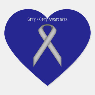Grey Standard Ribbon by Kenneth Yoncich Heart Sticker