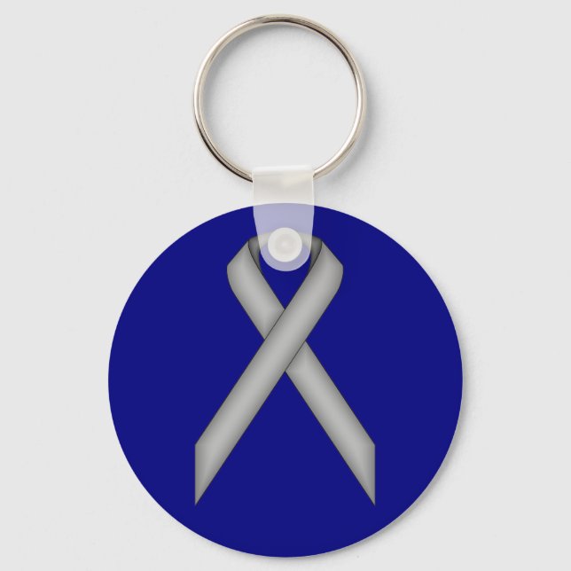 Grey Standard Ribbon by Kenneth Yoncich Keychain (Front)