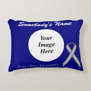 Grey Standard Ribbon Template by Kenneth Yoncich Accent Pillow