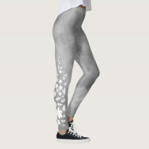 Grey Star and Floral Leggings - Chic Aesthetic Cas