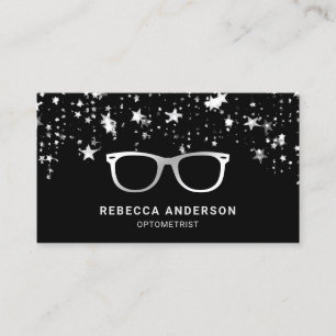 Grey Star Confetti Black Grey Eye Glasses Optician Business Card