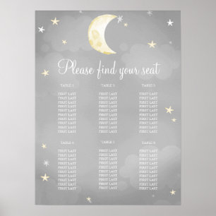 Grey Star Moon Sky Baby Shower Seating Chart