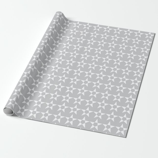 Grey Star Pattern Wrapping Paper (Unrolled)