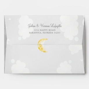 Grey & Star Print Interior Baby Shower Envelope