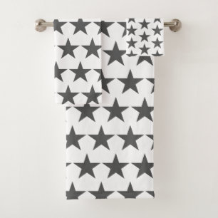 Grey Star Stars Pattern Bath Towels Set