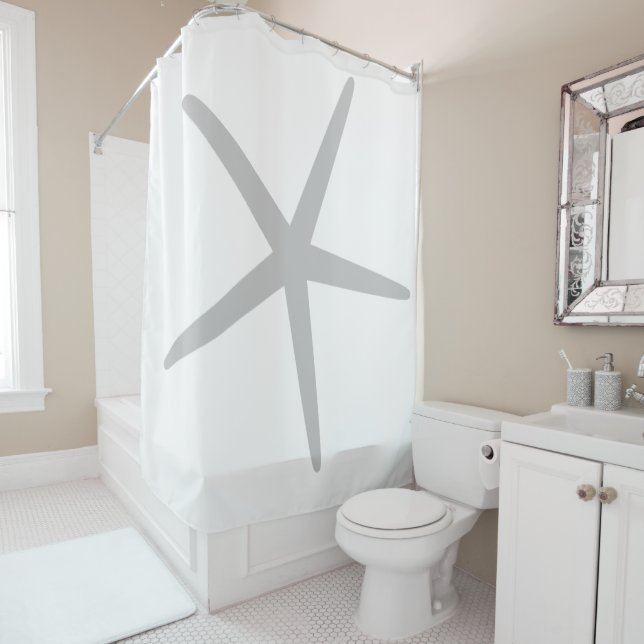 Grey Starfish Pattern White Elegant Custom Colour (In Situ)