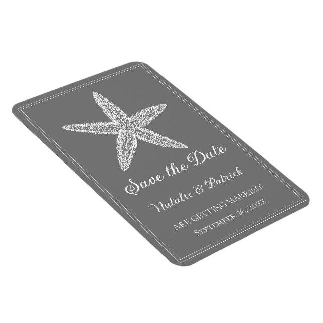 Grey Starfish Save the Date Magnet (Right Side)