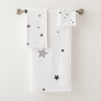 Grey Stars Design Bath Towel Set