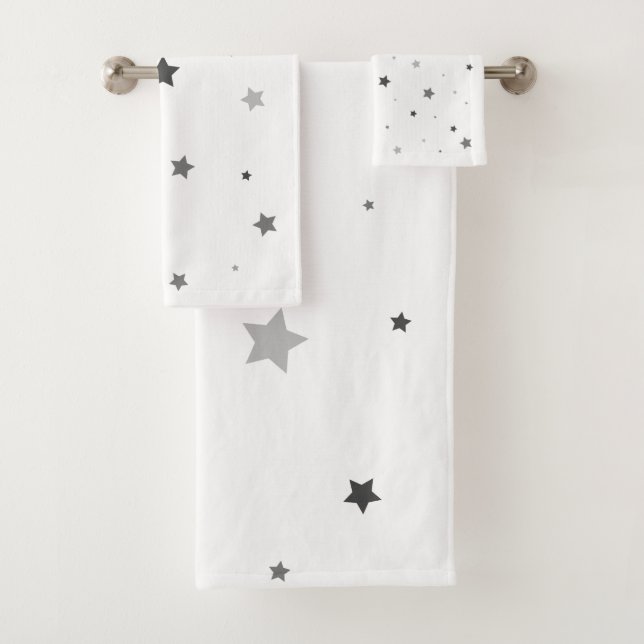 Grey Stars Design Bath Towel Set (Insitu)