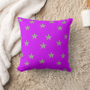 Grey stars on purple throw pillow