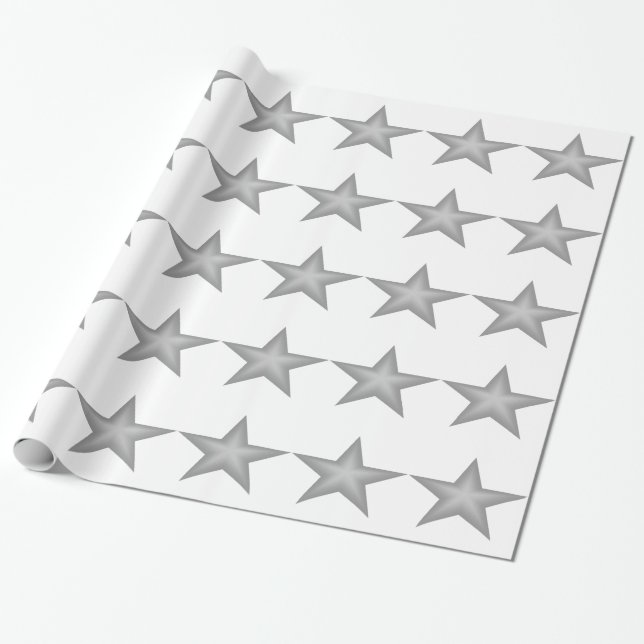 Grey Stars theme wrapping paper (Unrolled)