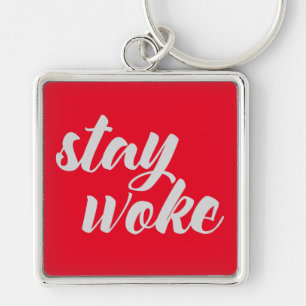 Grey Stay Woke Keychain