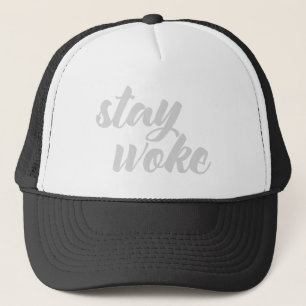 Grey Stay Woke Trucker Hat