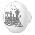 Grey steam train custom art doorknob