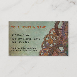 Grey Steampunk Grunge Business Card