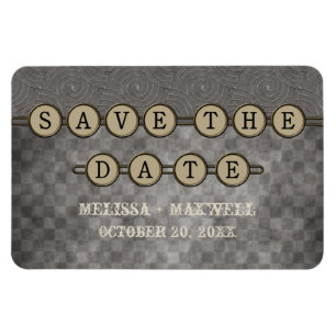 Grey Steampunk Keys Save the Date Flexi Magnet