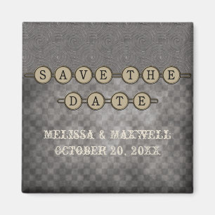 Grey Steampunk Keys Save the Date Magnet
