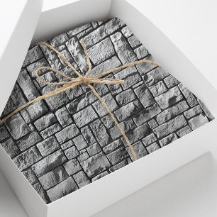 Grey Stone Brick Wall Texture Tissue Paper