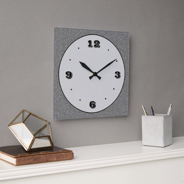 Grey Stone Effect+ Black Trendy Nos Plain Clocks (Office)